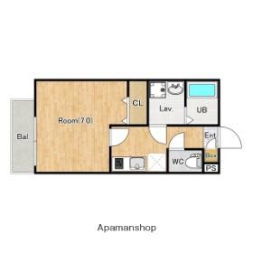 ジーメゾン埼玉本郷町プリミア(1K/2階)の間取り写真
