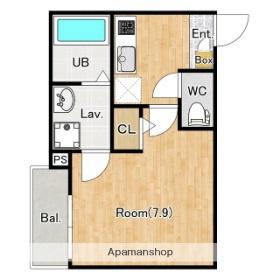 ジーメゾン埼玉本郷町プリミア(1K/2階)の間取り写真