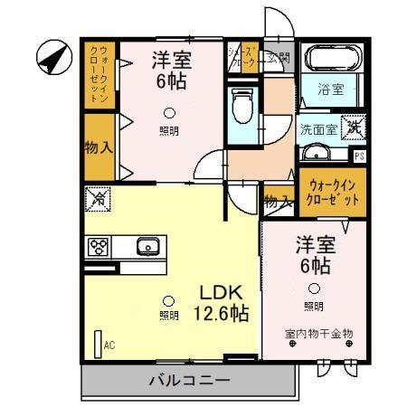 メイプルシャトー(2LDK/3階)の間取り写真