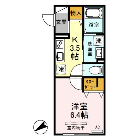 ホワイトヴィラ(1K/3階)の間取り写真