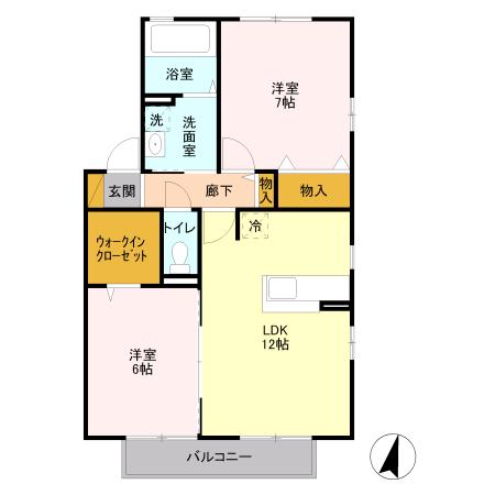 K・ISLAND壱番館(2LDK/2階)の間取り写真