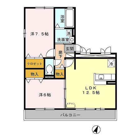 ヴィクトワールI(2LDK/3階)の間取り写真