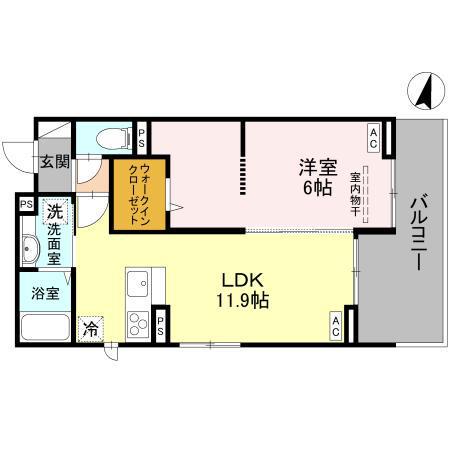 グランヴィル(1LDK/3階)の間取り写真