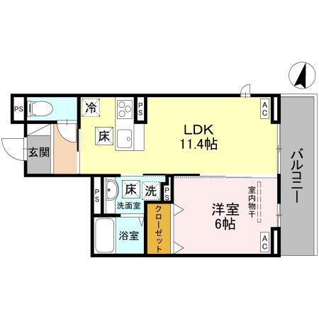 グランヴィル(1LDK/1階)の間取り写真