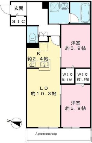 FRIEDE(2LDK/3階)の間取り写真
