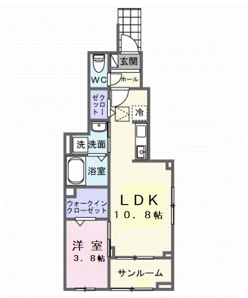 フローラル グレイス(1LDK/1階)の間取り写真
