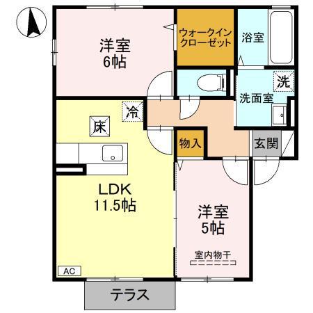 リビングタウン西大宮I(2LDK/1階)の間取り写真