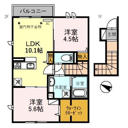 メゾンアイリス ココア(2LDK/2階)の間取り写真