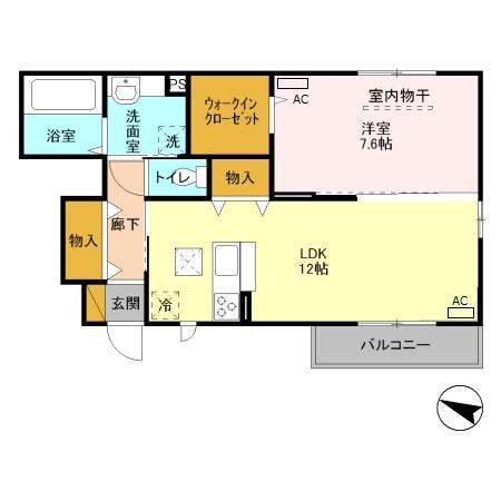 グラン アヴェニュー(1LDK/1階)の間取り写真
