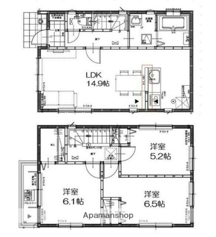川越線 西大宮駅 徒歩30分 2階建 新築(3LDK)の間取り写真