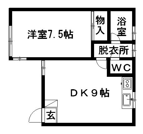 ソワーズ大宮(1DK/2階)の間取り写真