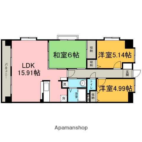 アスピシャス(3LDK/1階)の間取り写真