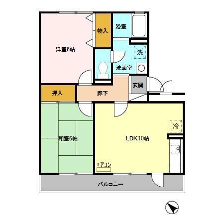 ピュアロータス(2LDK/2階)の間取り写真