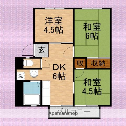 シャンブルソレイユ(3DK/1階)の間取り写真