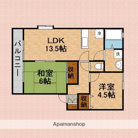 ヴィラマリーン(2DK/2階)の間取り写真