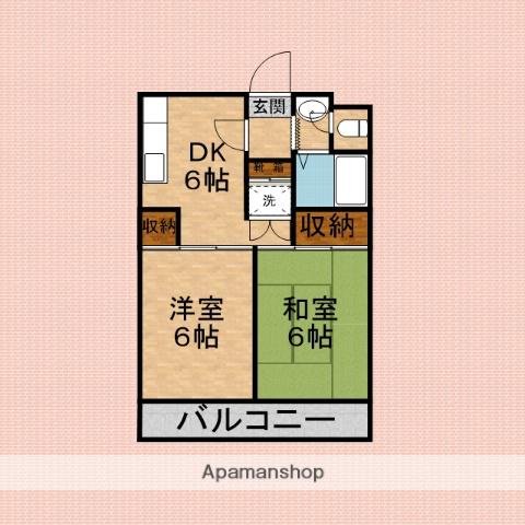 グリーンパーク水谷(2DK/1階)の間取り写真