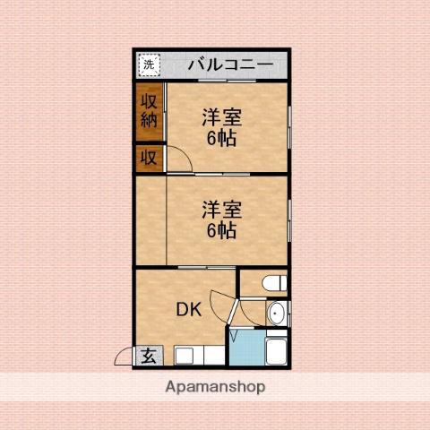 第2渋川コーポ(2DK/1階)の間取り写真