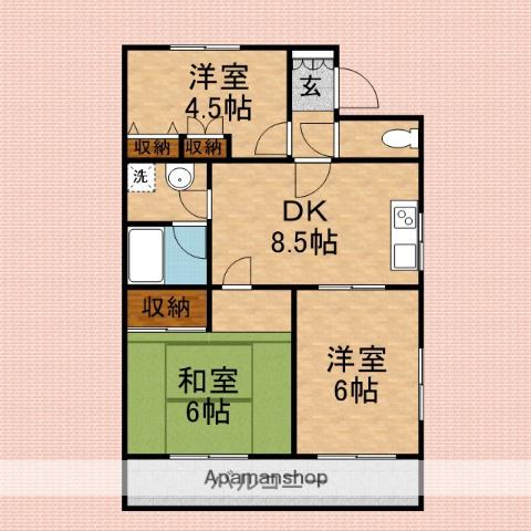 プリンセスマンション(3DK/2階)の間取り写真