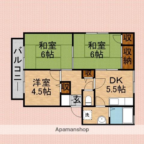 リバティーウィングス(3DK/1階)の間取り写真