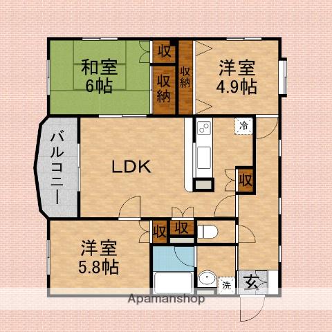 新世ふじみ野マンション(3LDK/1階)の間取り写真