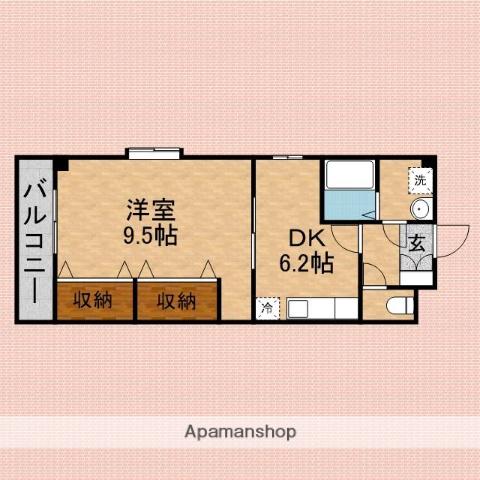 シュロスふじみ野(1DK/2階)の間取り写真