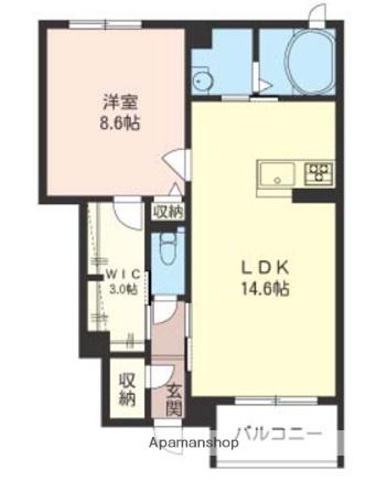 メゾン・ド・リアン(1LDK/1階)の間取り写真