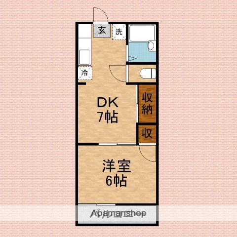 ウェリナ上福岡(1DK/2階)の間取り写真