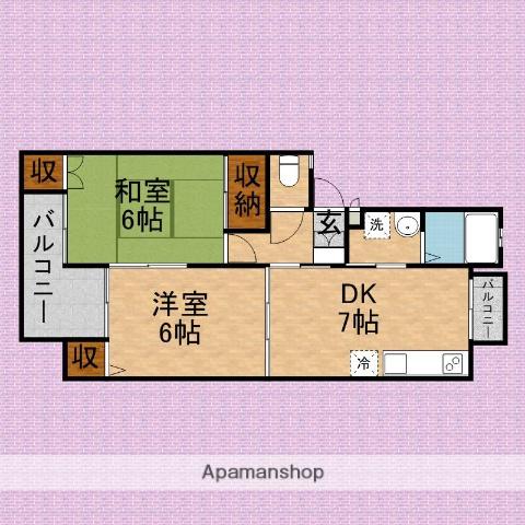 アビタシオン(2DK/1階)の間取り写真