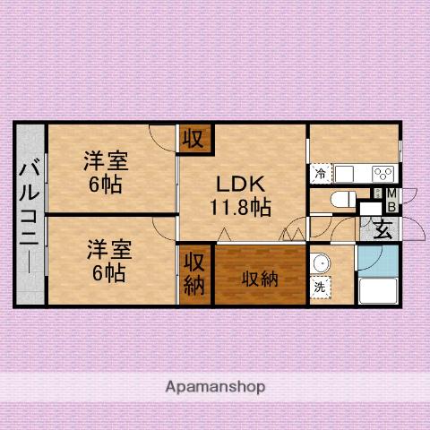 ヴィルヌーブ(2LDK/2階)の間取り写真