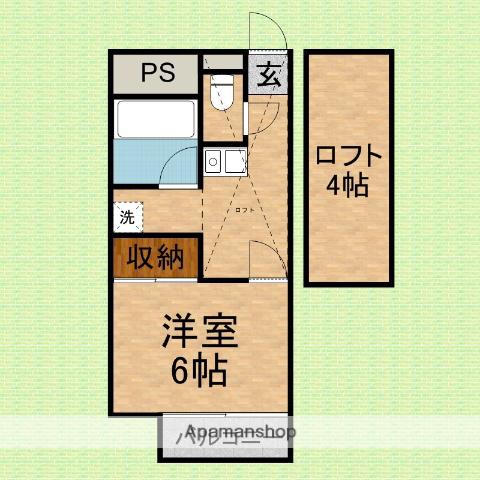 プレステージA(1K/2階)の間取り写真