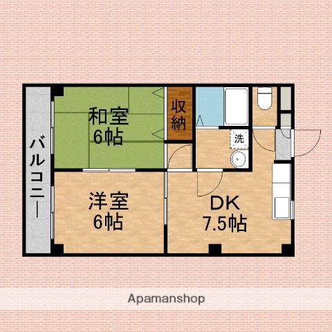 パールアイ南(2DK/2階)の間取り写真