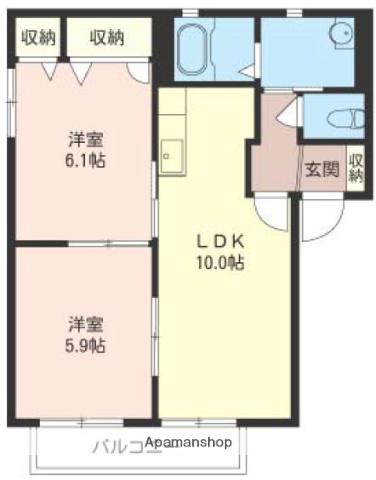 デルニエ(2LDK/2階)の間取り写真