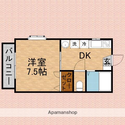 コーポ・ルナⅡ(1DK/1階)の間取り写真