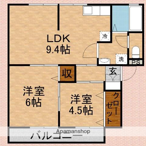 コーポ・シャトル(2LDK/2階)の間取り写真