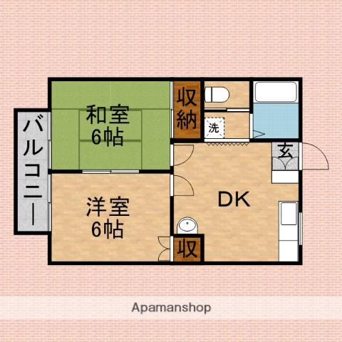 第2アラノコーポ(2DK/1階)の間取り写真