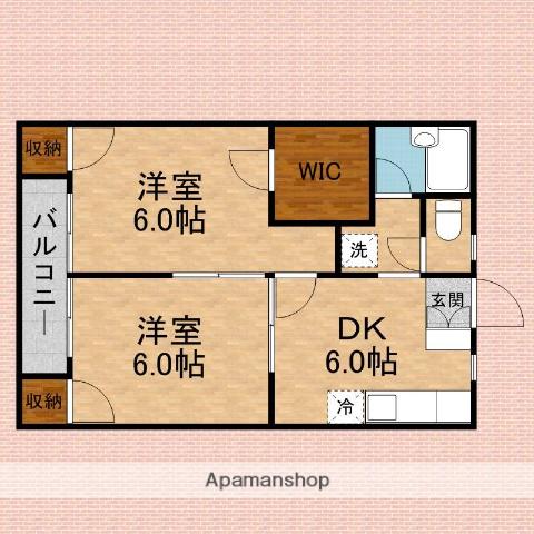 アメニティフォーエム(2DK/2階)の間取り写真