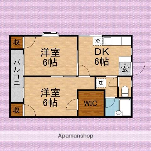アメニティフォーエム(2DK/2階)の間取り写真