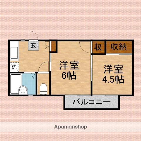 カスヤハイツ(2K/2階)の間取り写真