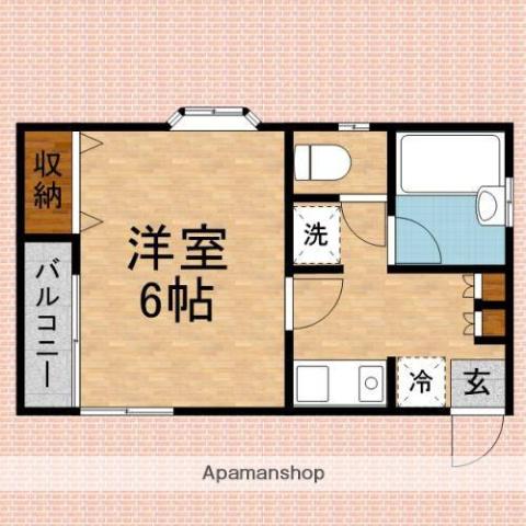 オータムバレー(1K/2階)の間取り写真