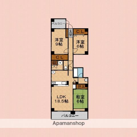 龍生堂志木ビル(3LDK/5階)の間取り写真