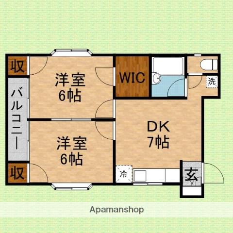 グリーンウッド(2DK/2階)の間取り写真