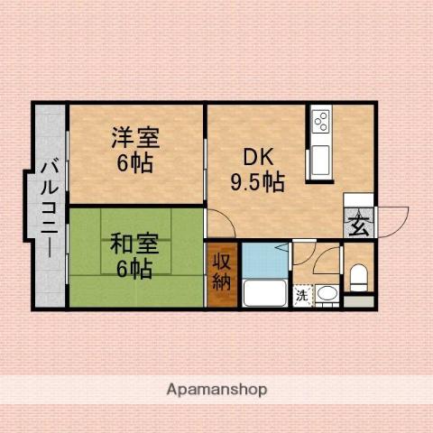 サンアルカディア(2DK/1階)の間取り写真