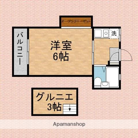 ハイム美樹(1K/2階)の間取り写真