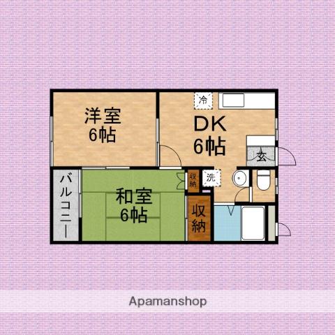 クレセント富士見(2DK/2階)の間取り写真