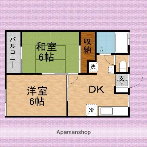 LUBINA HOUSE(2DK/2階)の間取り写真