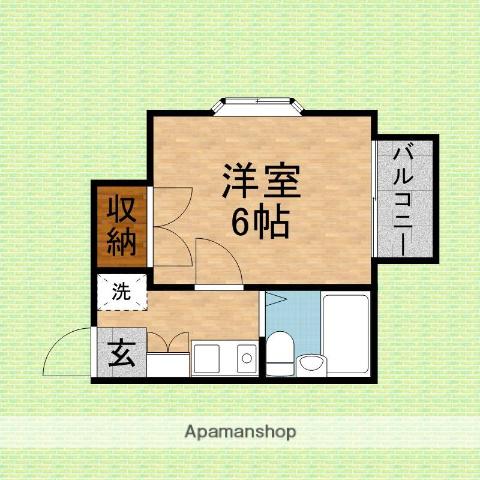 フラット鶴瀬(1K/2階)の間取り写真