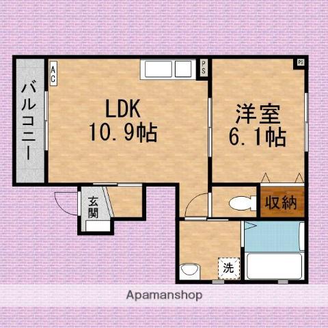 ローベンハイツ上沢(1LDK/1階)の間取り写真