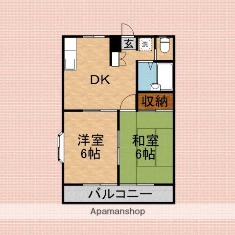 エステートピアみしまやⅤ(2DK/2階)の間取り写真