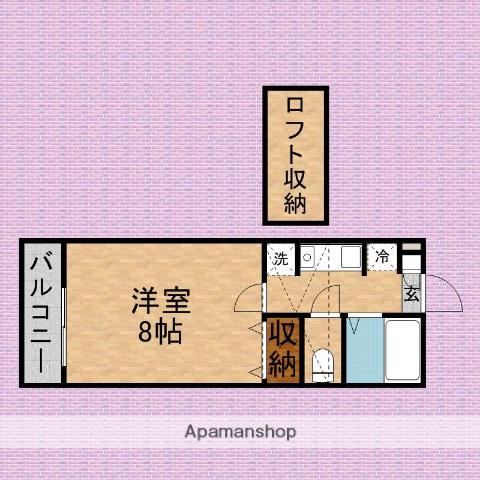 岡野ハイツ西棟(1K/2階)の間取り写真