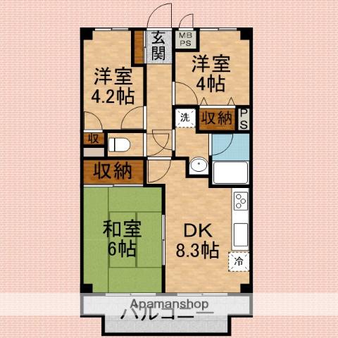 ライオンズマンション新座(3DK/2階)の間取り写真